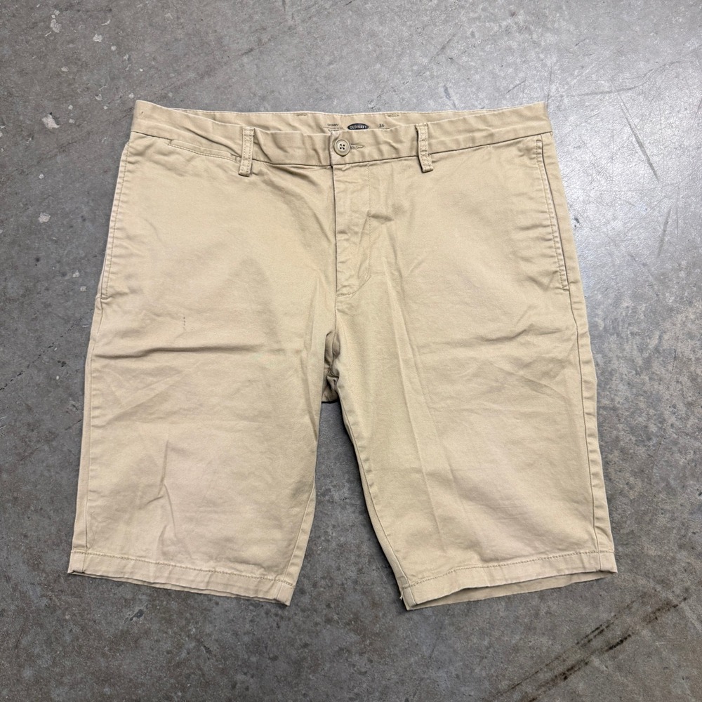 Old Navy Mens Skinny Chino Shorts Tan Khaki Size 36 Tall 2140‎